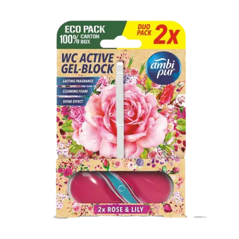 Ambipur aktív wc gél block 2x45g rose & lily termékhez kapcsolódó kép