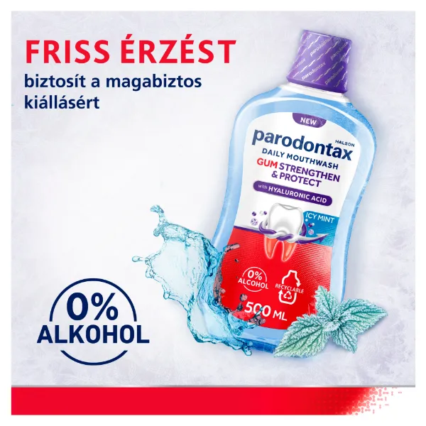 Parodontax Gum Strengthen & Protect Icy Mint alkoholmentes fluoridos szájvíz 500 ml  termékhez kapcsolódó kép