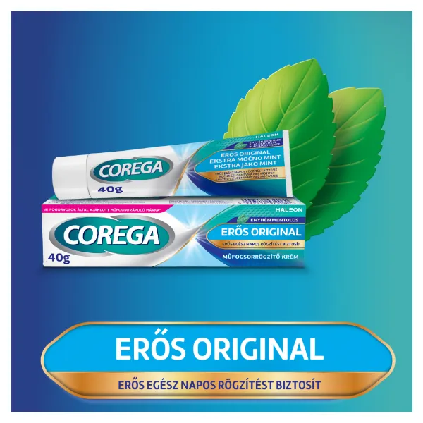 Corega Erős Original enyhén mentolos műfogsorrögzítő krém 40 g  termékhez kapcsolódó kép