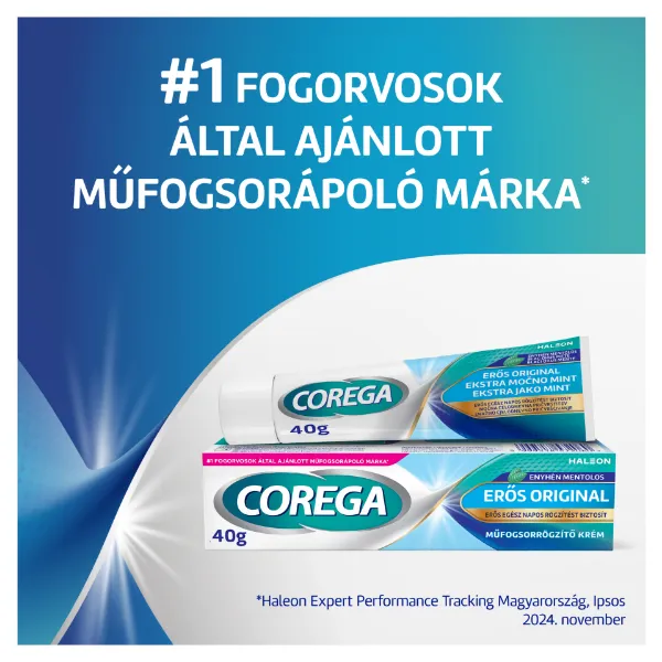 Corega Erős Original enyhén mentolos műfogsorrögzítő krém 40 g  termékhez kapcsolódó kép
