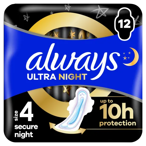 Always Ultra Secure Night Egészségügyi Betét (4-es Méret) Szárnyas Betét x 12] termékhez kapcsolódó kép