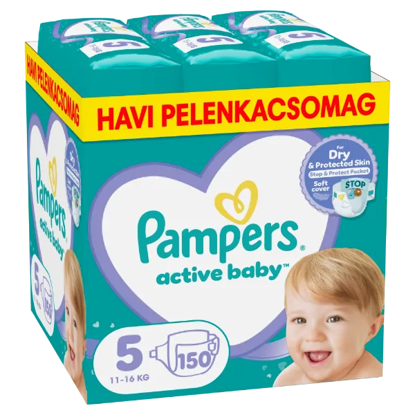 Pampers Active Baby pelenka - havi pelenkacsomag, Méret: 5, 150 db Pelenka, 11kg-16kg termékhez kapcsolódó kép