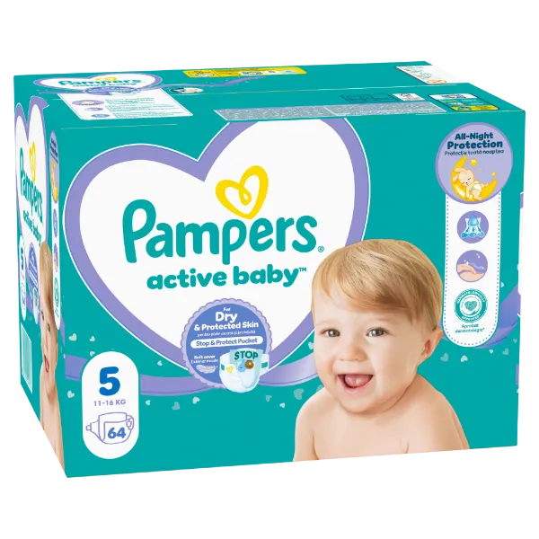 Pampers Active Baby Pelenka, Méret: 5, 64 db Pelenka, 11kg-16kg termékhez kapcsolódó kép