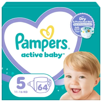 Pampers Active Baby Pelenka, Méret: 5, 64 db Pelenka, 11kg-16kg termékhez kapcsolódó kép