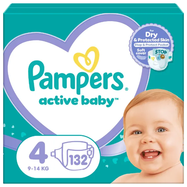 Pampers Active Baby Pelenka, Méret: 4, 132 db Pelenka, 9kg-14kg termékhez kapcsolódó kép
