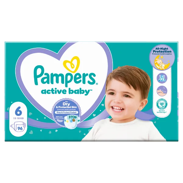 Pampers Active Baby Pelenka, Méret: 6, 96 db Pelenka, 13kg-18kg termékhez kapcsolódó kép