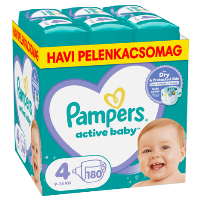 Pampers Active Baby pelenka - havi pelenkacsomag, Méret: 4, 180 db Pelenka, 9kg - 14kg termékhez kapcsolódó kép
