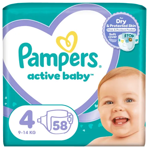 Pampers Active Baby pelenka - Méret: 4, 58 db pelenka, 6kg-10kg termékhez kapcsolódó kép