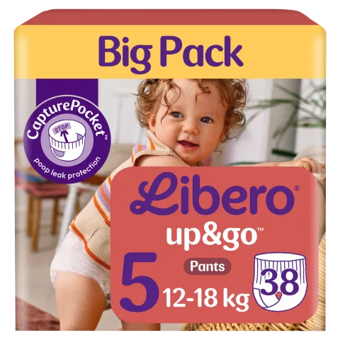 Libero Up&Go egyszerhasználatos bugyipelenka, méret: 5, 12-18 kg, 38 db termékhez kapcsolódó kép