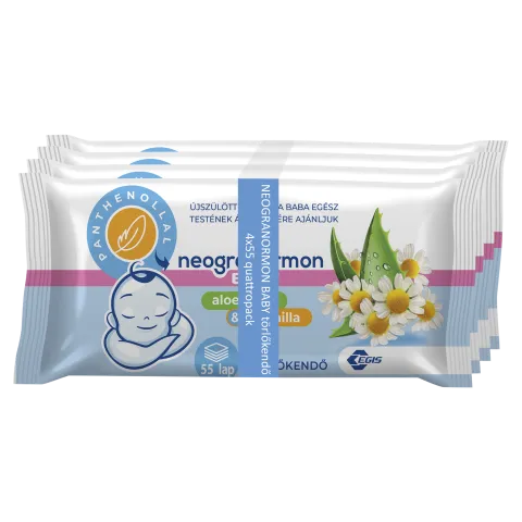 Neogranormon Baby aloe vera & kamilla törlőkendő 4 x 55 db termékhez kapcsolódó kép