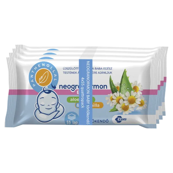 Neogranormon Baby aloe vera & kamilla törlőkendő 4 x 55 db termékhez kapcsolódó kép