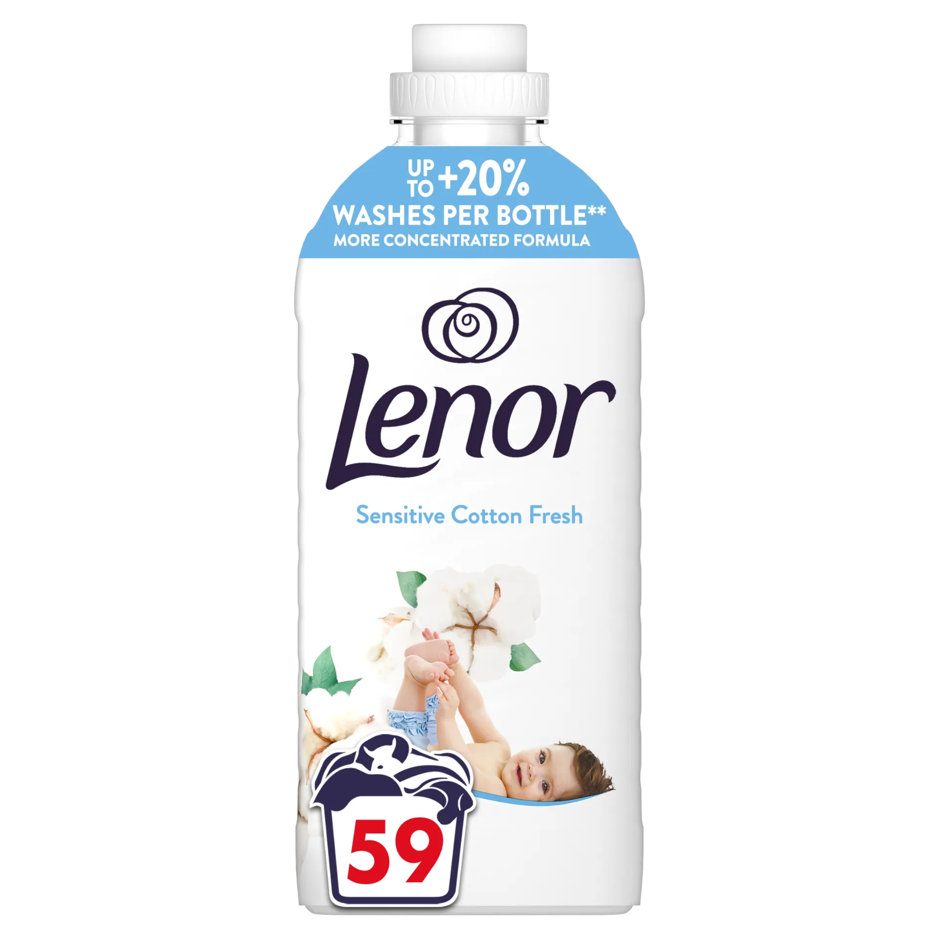Lenor  Textilöblítő 59 Mosáshoz, Sensitive Cotton Fresh