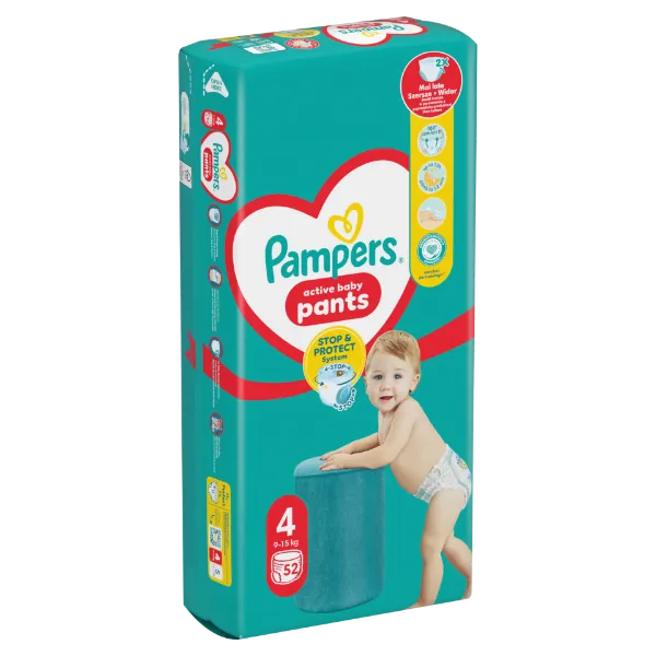Pampers Active Baby Bugyipelenka, Méret 4, 52 Bugyipelenka, 9kg-15kg termékhez kapcsolódó kép