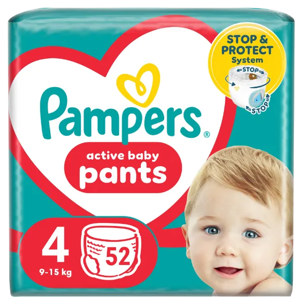 Pampers Active Baby Bugyipelenka, Méret 4, 52 Bugyipelenka, 9kg-15kg termékhez kapcsolódó kép