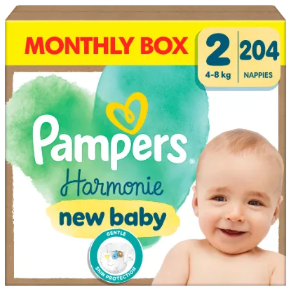 Pampers Harmonie Baby Pelenka - havi pelenkacsomag, Méret: 2, 204 db Pelenka, 4kg-8kg termékhez kapcsolódó kép