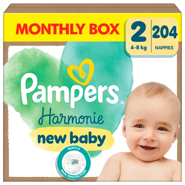 Pampers Harmonie Baby Pelenka - havi pelenkacsomag, Méret: 2, 204 db Pelenka, 4kg-8kg termékhez kapcsolódó kép