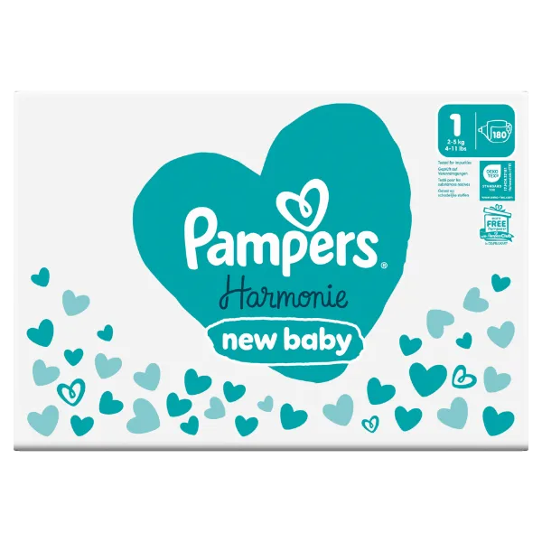 Pampers Harmonie Baby Pelenka - havi pelenkacsomag, Méret: 1, 180 db Pelenka, 2kg-5kg termékhez kapcsolódó kép