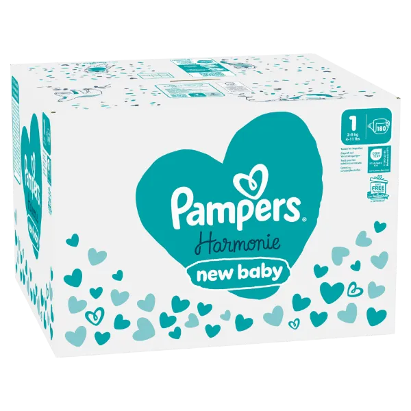 Pampers Harmonie Baby Pelenka - havi pelenkacsomag, Méret: 1, 180 db Pelenka, 2kg-5kg termékhez kapcsolódó kép