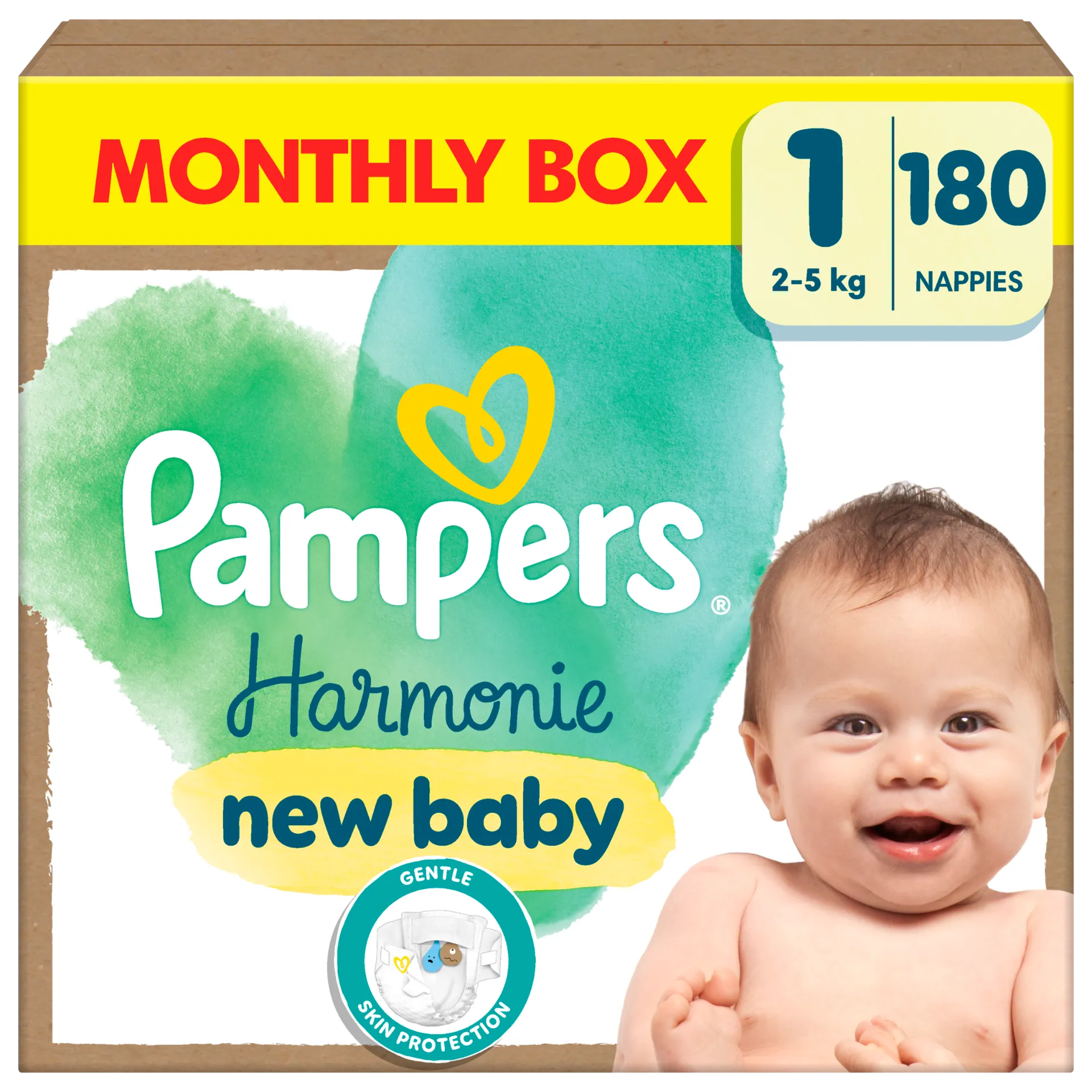 Pampers Harmonie Baby Pelenka - havi pelenkacsomag, Méret: 1, 180 db Pelenka, 2kg-5kg