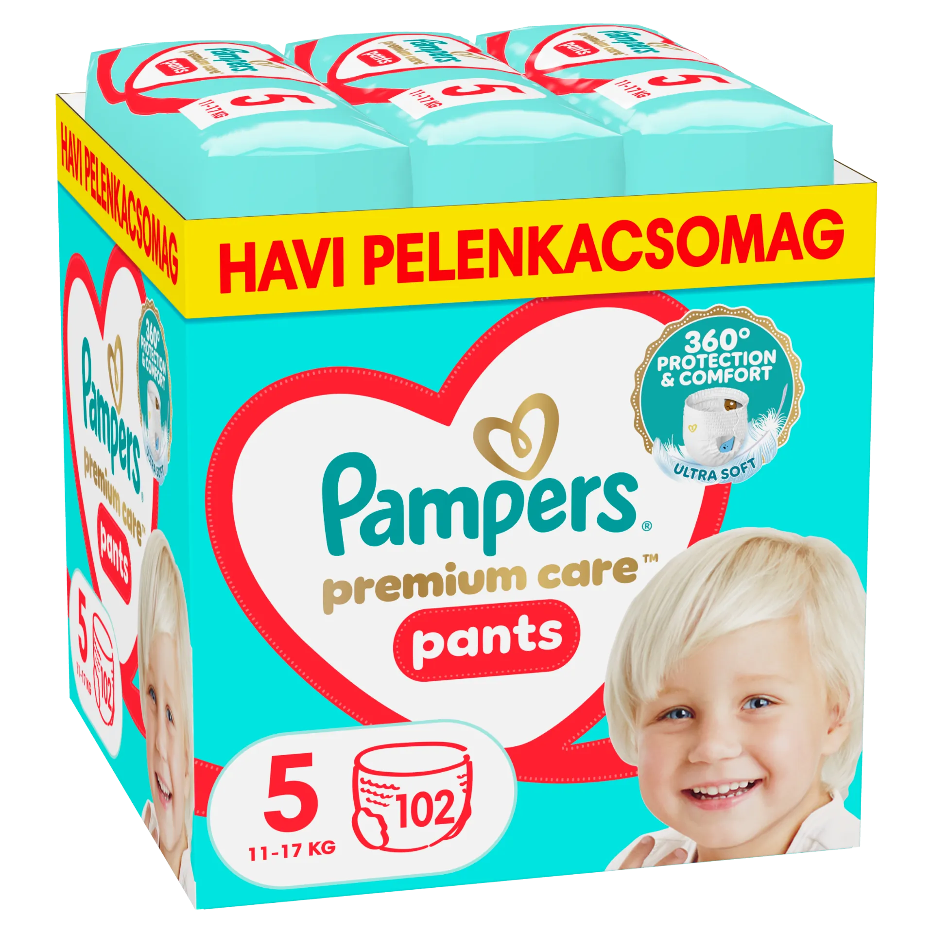 Pampers Premium Care Bugyipelenka - havi pelenkacsomag, Méret: 5, 102 db, 11kg-17kg