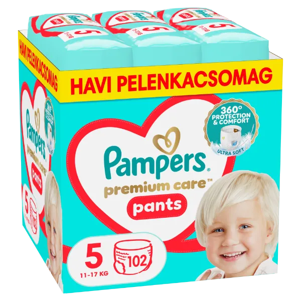 Pampers Premium Care Bugyipelenka - havi pelenkacsomag, Méret: 5, 102 db, 11kg-17kg termékhez kapcsolódó kép
