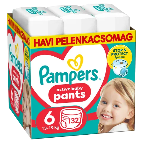 Pampers Active Baby Bugyipelenka - havi pelenkacsomag, Méret 6, 132 Bugyipelenka, 13kg-19kg termékhez kapcsolódó kép