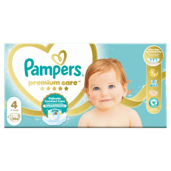 Pampers Premium Care, Méret: 4, 104 Pelenka, 9kg-14kg termékhez kapcsolódó kép