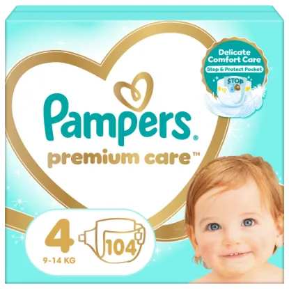Pampers Premium Care, Méret: 4, 104 Pelenka, 9kg-14kg termékhez kapcsolódó kép