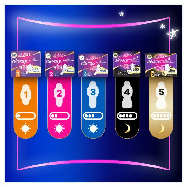 Always Platinum Night (3-as méret) Szárnyas Egészségügyi Betét, 6 db termékhez kapcsolódó kép