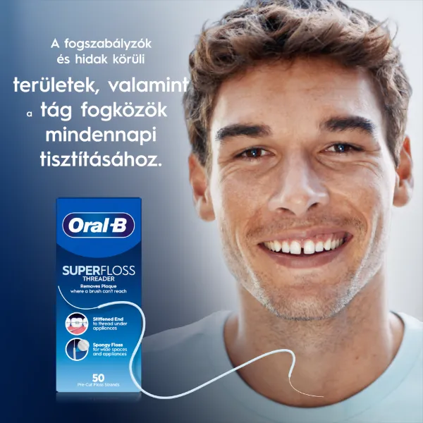 Oral-B Superfloss – Lepedék és Fogkő Eltávolítása – Tisztítja a Fogszabályzók Területét – 50 db termékhez kapcsolódó kép