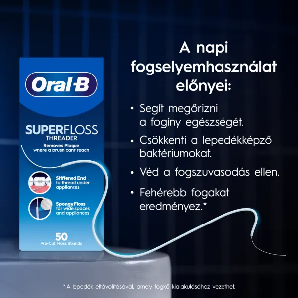 Oral-B Superfloss – Lepedék és Fogkő Eltávolítása – Tisztítja a Fogszabályzók Területét – 50 db termékhez kapcsolódó kép