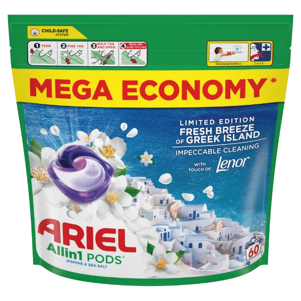 Ariel All-in-1 PODS Mosókapszula, 60 Fresh Breeze of Greek Island termékhez kapcsolódó kép