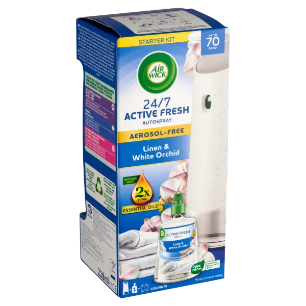 Air Wick Active Fresh Pamut és Fehér Orchidea készülék és utántöltő 228 ml termékhez kapcsolódó kép
