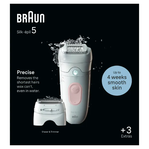 Braun Silk·épil 5, Epilátor az Egyszerű Szőrtelenítéshez, 5-030, Fehér/flamingó rózsaszín termékhez kapcsolódó kép