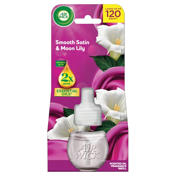 Air Wick elektromos légfrissítő utántöltő 19ml Bársonyos Szatén és Éji Liliom termékhez kapcsolódó kép