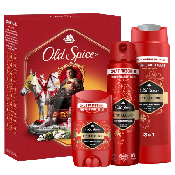 Old Spice Knight Ajándékszett Epic Legend Stift Dezodorral, Spray-vel és Tusfürdővel termékhez kapcsolódó kép