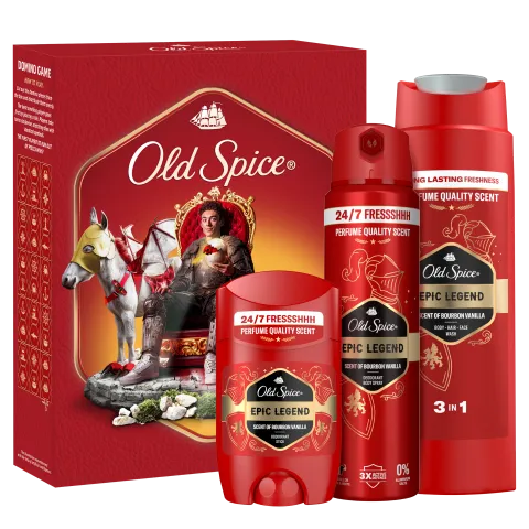 Old Spice Knight Ajándékszett Epic Legend Stift Dezodorral, Spray-vel és Tusfürdővel termékhez kapcsolódó kép
