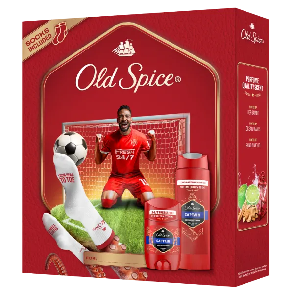 Old Spice Footballer Ajándékszett Captain Stift Dezodorral, Tusfürdővel és Zoknival termékhez kapcsolódó kép