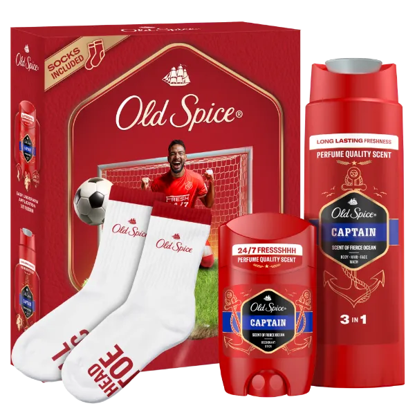 Old Spice Footballer Ajándékszett Captain Stift Dezodorral, Tusfürdővel és Zoknival termékhez kapcsolódó kép