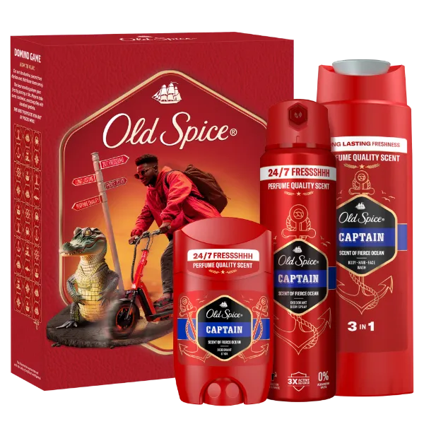 Old Spice Ajándékszett Captain Stift Dezodorral, Spray-vel és Tusfürdővel termékhez kapcsolódó kép