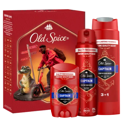 Old Spice Ajándékszett Captain Stift Dezodorral, Spray-vel és Tusfürdővel termékhez kapcsolódó kép