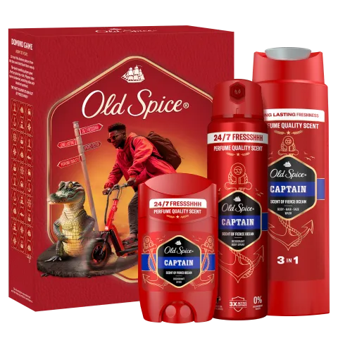 Old Spice Ajándékszett Captain Stift Dezodorral, Spray-vel és Tusfürdővel termékhez kapcsolódó kép