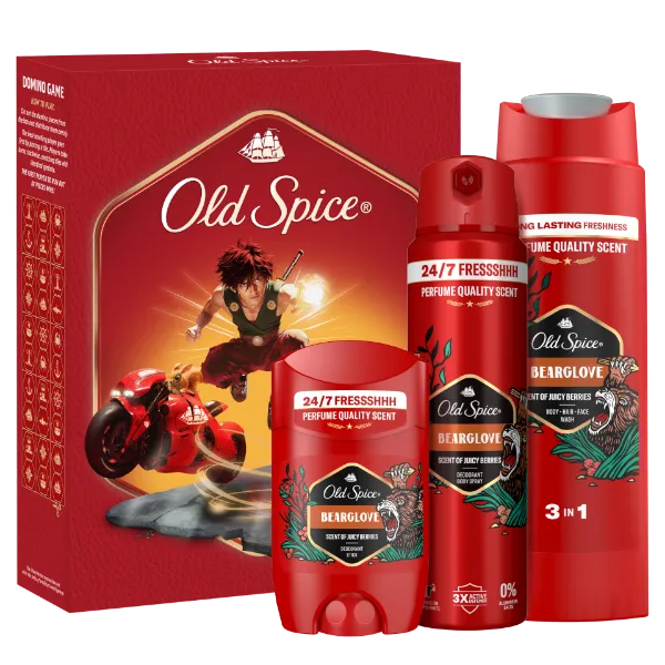 Old Spice Anime Ajándékszett Bearglove Stift Dezodorral, Spray-vel és Tusfürdővel termékhez kapcsolódó kép