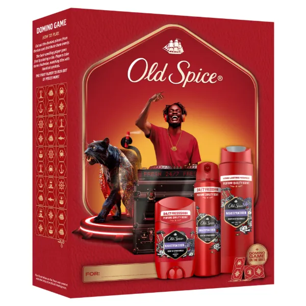 Old Spice DJ Ajándékszett Night Panther Stift Dezodorral, Spray-vel és Tusfürdővel termékhez kapcsolódó kép
