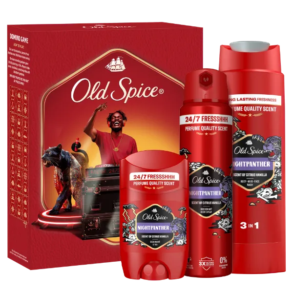 Old Spice DJ Ajándékszett Night Panther Stift Dezodorral, Spray-vel és Tusfürdővel termékhez kapcsolódó kép