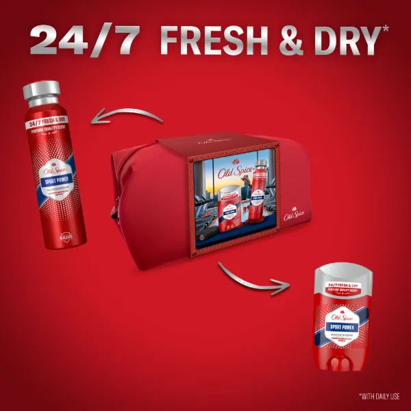 Old Spice Sport Power Ajándékszett Kozmetikai Táskában Izzadásgátló Stift Dezodorral és Spray-vel termékhez kapcsolódó kép