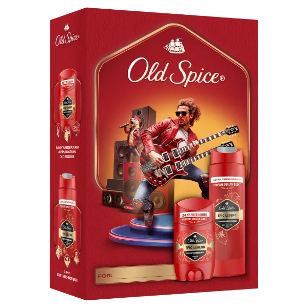 Old Spice Rockstar Ajándékszett Epic Legend Stift Dezodorral és Tusfürdővel termékhez kapcsolódó kép