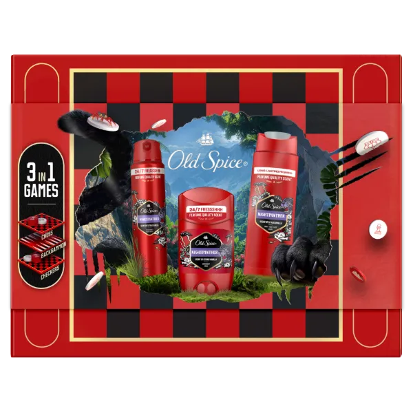 Old Spice Gamebox Ajándékszett Night Panther Stift Dezodorral, Spray-vel és Tusfürdővel termékhez kapcsolódó kép