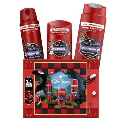 Old Spice Gamebox Ajándékszett Night Panther Stift Dezodorral, Spray-vel és Tusfürdővel termékhez kapcsolódó kép