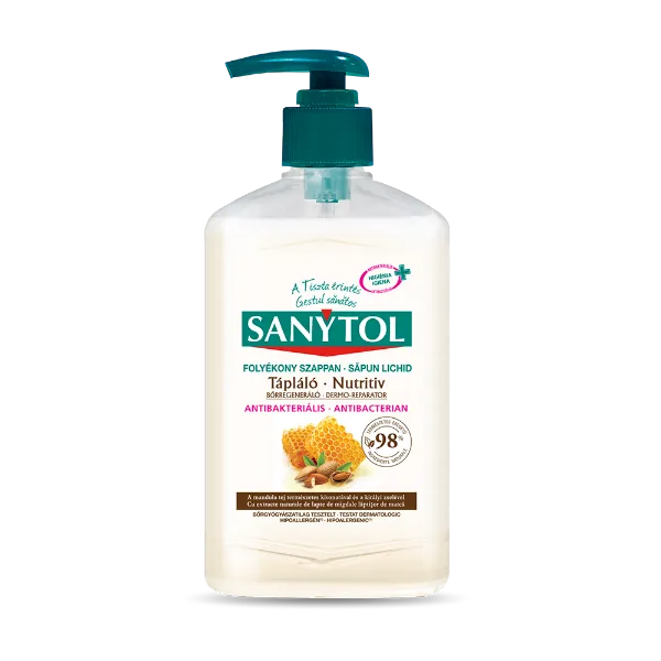 Sanytol Antibakteriális Folyékony Szappan Mandulatej és méhpempő 250ml termékhez kapcsolódó kép
